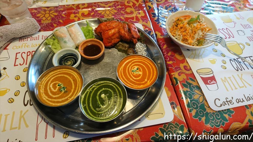 インドアジアダイニング守山。勝部にあるインド&アジア料理店のランチレポとメニュー紹介。辛さニガテでもマイルドな味で美味しい♪