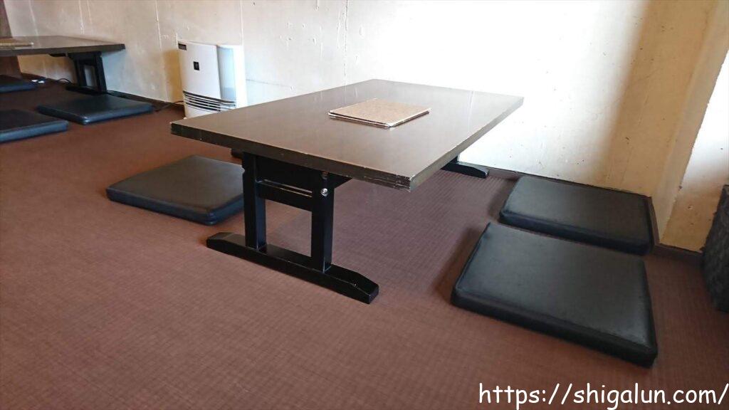 アジカ栗東本店のお座敷 スペースが広めにとられています。