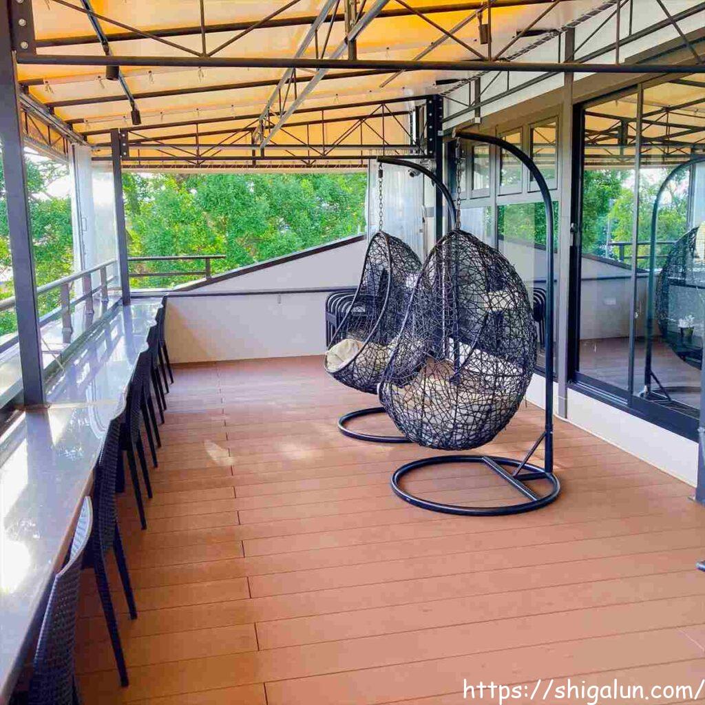 長命寺温泉天葉の湯 テラス 席数が多いです